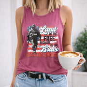 Land of the Free Because of the Brave America Women's Color Cotton Tank Top in Red