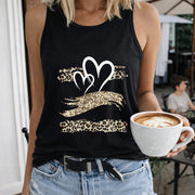 Wild Heart Leopard Women's Color Cotton Tank Top in Black