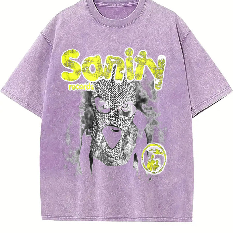 Sanity Records Owl Vintage Washed T-Shirt in Purple