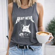 Heavy Metal Guitar Crew-neck Sleeveless Vest Outdoor Women's Color Cotton Tank Top in Gray