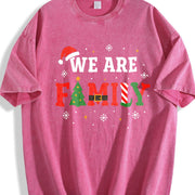 Christmas Family 2025 Pajama Matching Set Classic Vintage Washed T-Shirt in Red