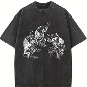 Frog Musicians 90s Retro ® Vintage Washed T-Shirt in Black