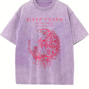 Black Sleep Token Band Vintage Washed T-Shirt in Purple