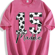 Custom Soccer Personalized Soccer Cumber Vintage Washed T-Shirt in Red
