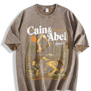 Cain and Abel Christian Bible Story Genesis Faith Vintage Washed T-Shirt in Brown