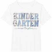 Custom Kindergarten Teacher First Day Kinder Matching Cotton T-Shirt in White