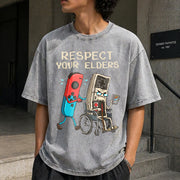 Respect Your Elders Vintage Washed T-Shirt in Gray