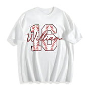 Custom Baseball Number Cotton T-Shirt in White