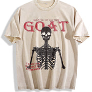 GOAT Skeleton Fire White Vintage Washed T-Shirt in Beige
