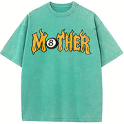 Mother 8 Ball Mother Lucky Mama Flames Rad Mom Birthday vintage washed oversized T-shirt in Blue