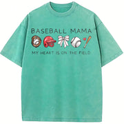 Baseball Mama for Game Day Vintage Washed T-Shirt in Blue