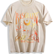 Basgiath War College Castle vintage washed oversized T-shirt in Beige