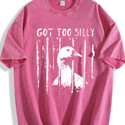 Unhinged Goose Got Too Silly Jail Meme Boxy DTG Vintage Washed T-Shirt in Red