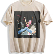 Party Doll Falling Vintage Washed T-Shirt in Beige
