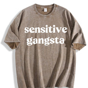 Sensitive Gang Vintage Washed T-Shirt in Brown