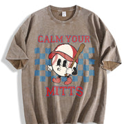 Baseball Game Day T-mom Vintage Washed T-Shirt in Brown