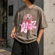 Ratz Meme Rat Vintage Washed T-Shirt in Brown