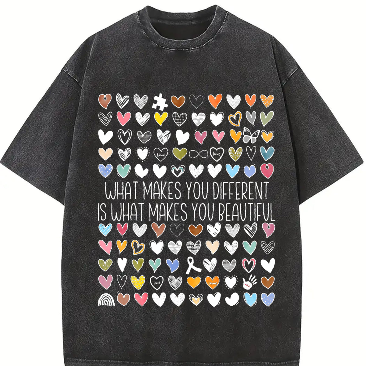 Support Autism Awareness for Inclusion Advocates Vintage Washed T-Shirt in Black