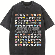 Support Autism Awareness for Inclusion Advocates Vintage Washed T-Shirt in Black
