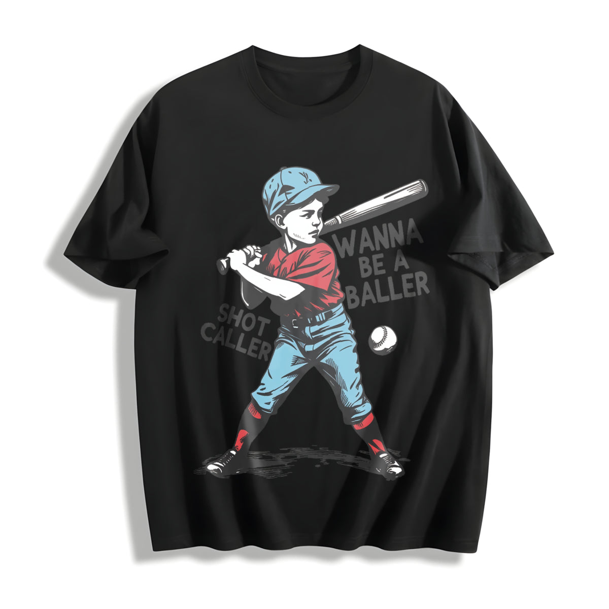 Wanna Be a Baller Shot Caller Cotton T-Shirt in Black