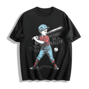 Wanna Be a Baller Shot Caller Cotton T-Shirt in Black