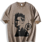 Fight Club Gothic Grunge Y2k Emo Scene Amity Affliction Vintage Washed T-Shirt in Brown
