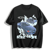 R32 Car Art Gothic Grunge Y2k Emo Scene Amity Affliction Cotton T-Shirt in Black