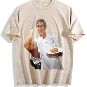 Anthony Foodie Fan Tribute vintage washed oversized T-shirt in Beige