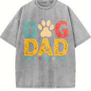 Personalized Dog Dad with Dog Names Vintage Washed T-Shirt in Gray