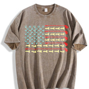 Golfer American Flag Vintage Washed T-Shirt in Brown