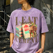 Meme I Eat Cement Weird Vintage Washed T-Shirt in Purple