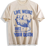 Retro Sarcastic Possum 90s Vintage Washed T-Shirt in Beige