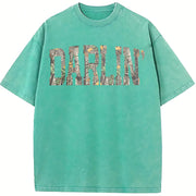Retro Camo Western Camouflage Western Concert vintage washed oversized T-shirt in Blue