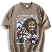[ ] CeeDee Lamb Y2K Hip-Hop vintage washed oversized T-shirt in Brown