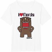 180gsm I Love Nerd Domo Cute Anime Knit Otaku Fan Cotton T-Shirt in White