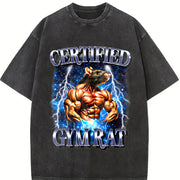 Certified Gym Rat 90s Vintage Washed T-Shirt in Black