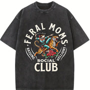Wild Mom Social Club Vintage Washed T-Shirt in Black