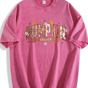 Pumpkin Season Retro Halloween Vintage Washed T-Shirt in Red
