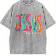 Love You Vintage Washed T-Shirt in Gray