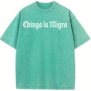 Chinga La Migra Abolish ICE vintage washed oversized T-shirt in Blue