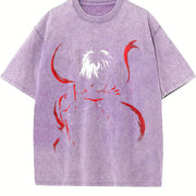 Tokyo Ghoul Ken Kaneki Red Eyes Mask Anime manga movie vintage washed oversized T-shirt in Purple