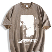 Olive Green Loose Ideal Vintage Washed T-Shirt in Brown
