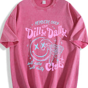 Dilly Dally Club Skeleton Vintage Washed T-Shirt in Red