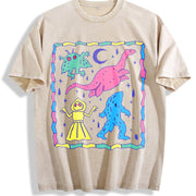 Weird Character Party Vintage Washed T-Shirt in Beige