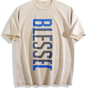 Geometric Smooth Vintage Washed T-Shirt in Beige