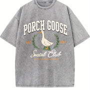 Porch Goose Social Club Vintage Washed T-Shirt in Gray
