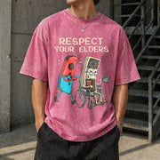 Respect Your Elders Vintage Washed T-Shirt in Red