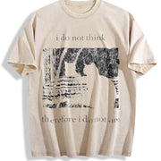 I Do Not Think Therefore I Do Not Am Cat Sleeveless Tank Vintage Washed T-Shirt in Beige