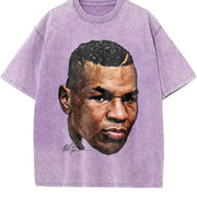 Young Mike Portrait Big Face Custom vintage washed oversized T-shirt in Purple