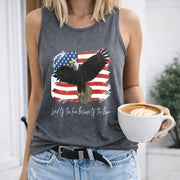 Land of the Free Because of the Brave Patriotic Eagle Women's Color Cotton Tank Top in Gray